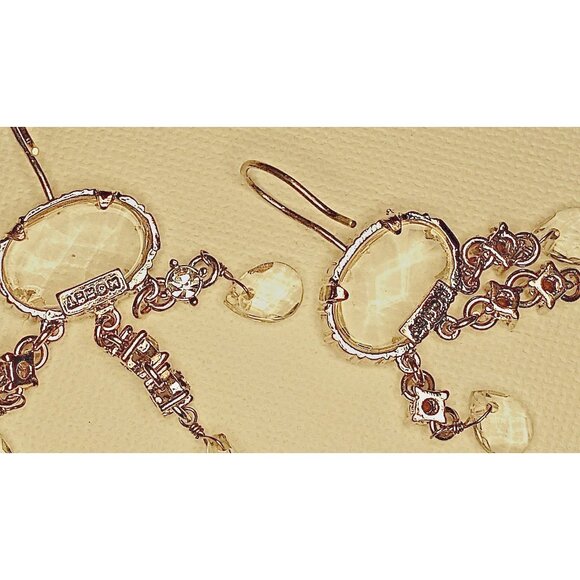 M0NET Signed Vintage Dangle Earrings Silver-Tone Clear Facet Crystal Rhinestones - Picture 6 of 6